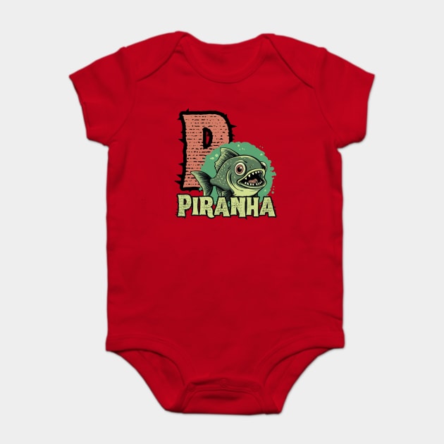 Piranha - Alphabet Letters - Cute Looking But Extremely Dangerous Baby Bodysuit by TuncGK